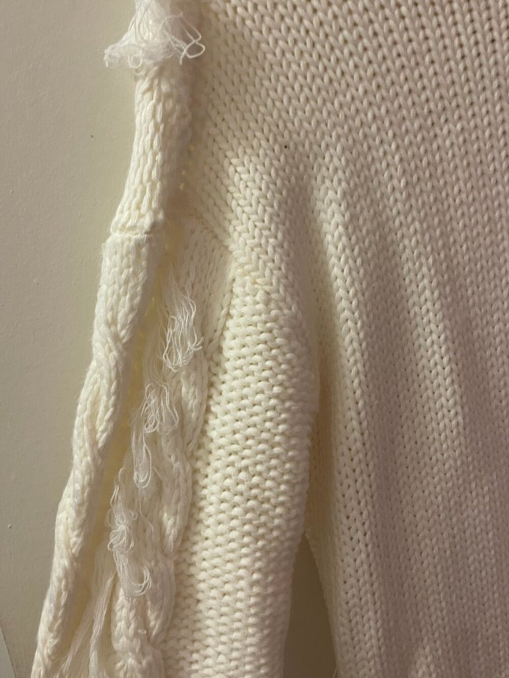 NWT FARM Rio White Cable Knit Fringe Long Sleeve Sweaterdress Pullover Size L - Picture 12 of 15